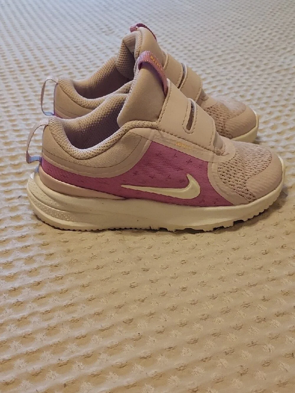 Nike Kids Pink and Light Pink Velcro Athletic Sneakers
